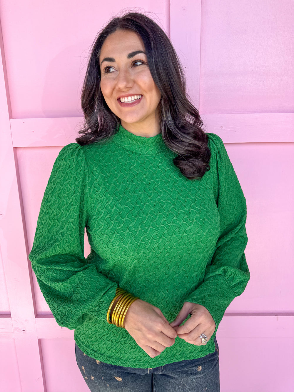 Jincy's Women's Boutique Winter Styles Plus Size Green Mock Neck Top