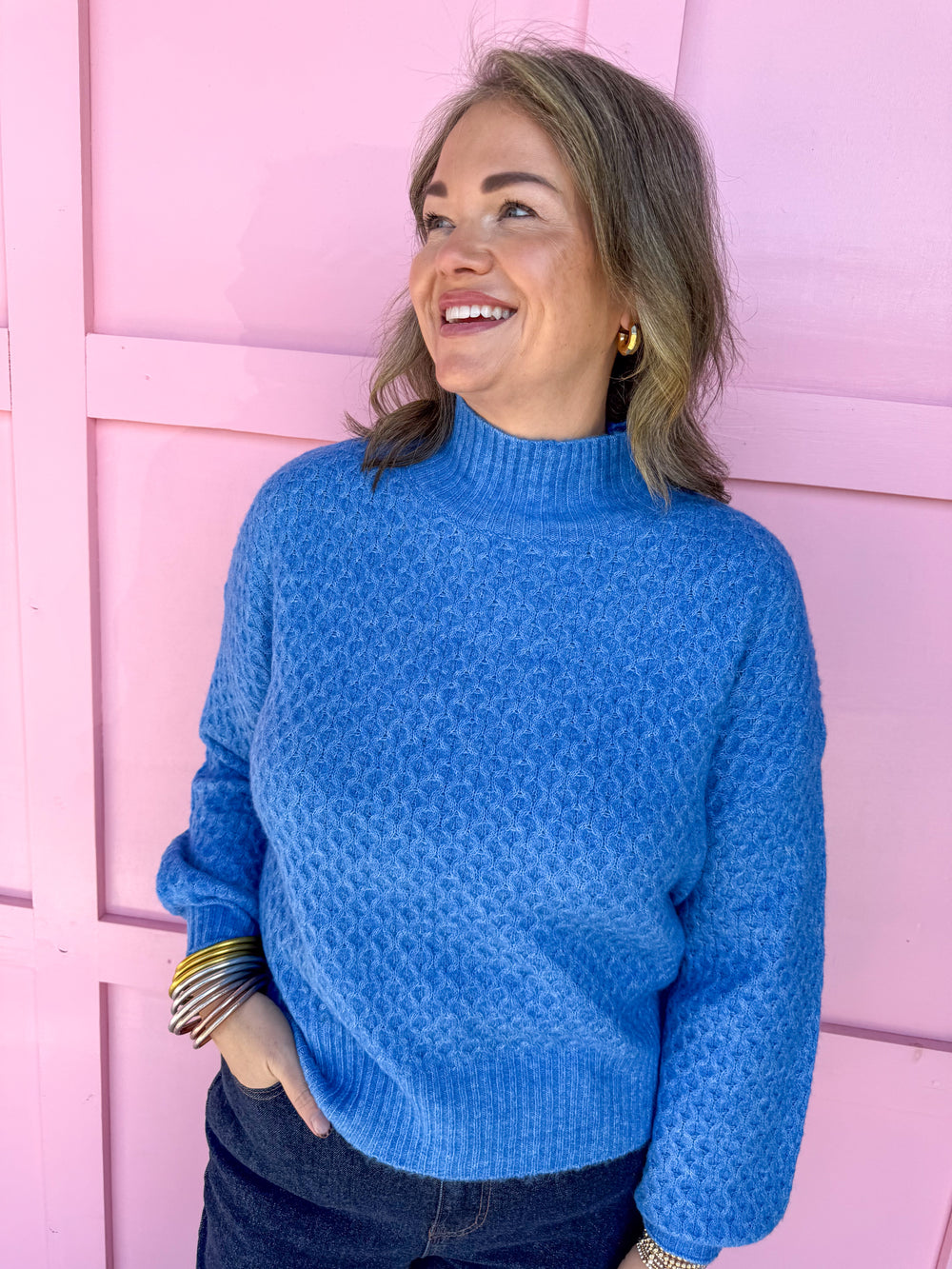 Jincy's Women's Boutique Winter Styles Plus Size Blue Sweater