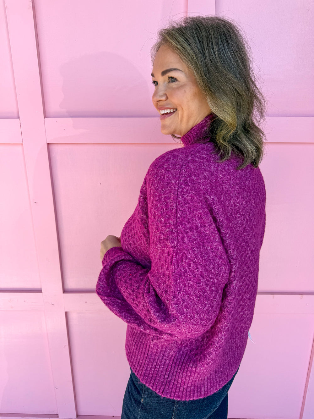 Jincy's Women's Boutique Winter Styles Plus Size Berry mock neck sweater