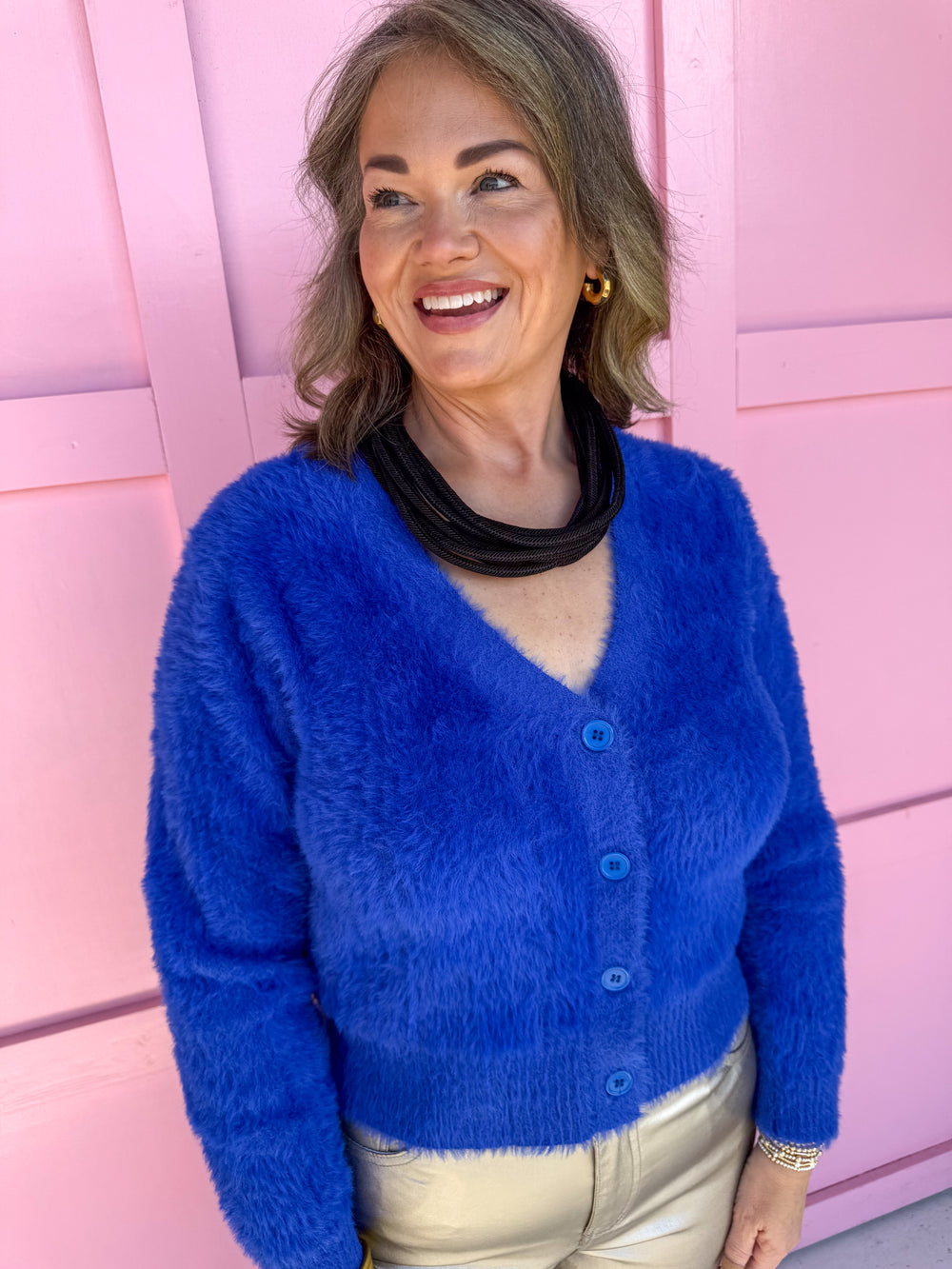 Jincy's Women's Boutique Winter Styles Plus Size Blue Cardigan Sweater