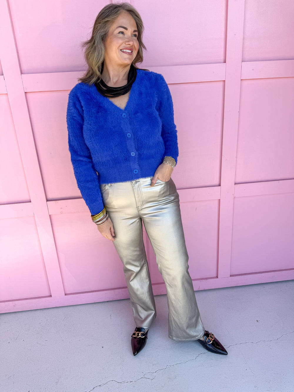 Jincy's Women's Boutique Winter Styles Plus Size Blue Cardigan Sweater