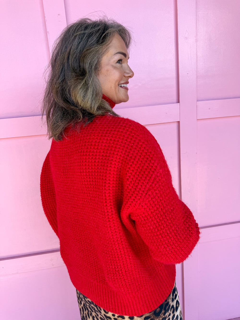 Jincy's Women's Boutique Winter Styles Plus Size Red Mock Neck Sweater