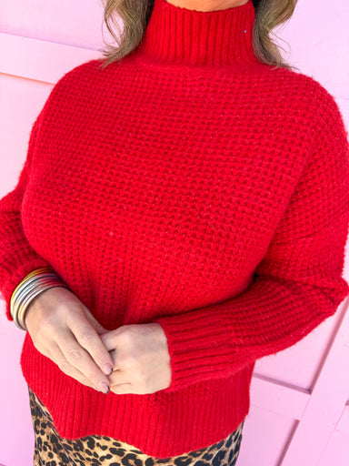 Jincy's Women's Boutique Winter Styles Plus Size Red Mock Neck Sweater