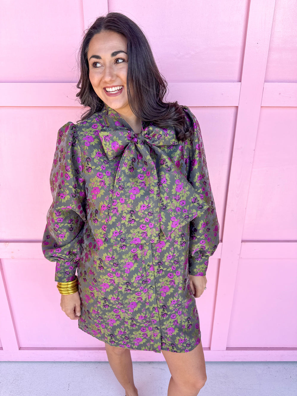 Jincy's Women's Boutique Winter Styles Plus Size fuchsia floral dress