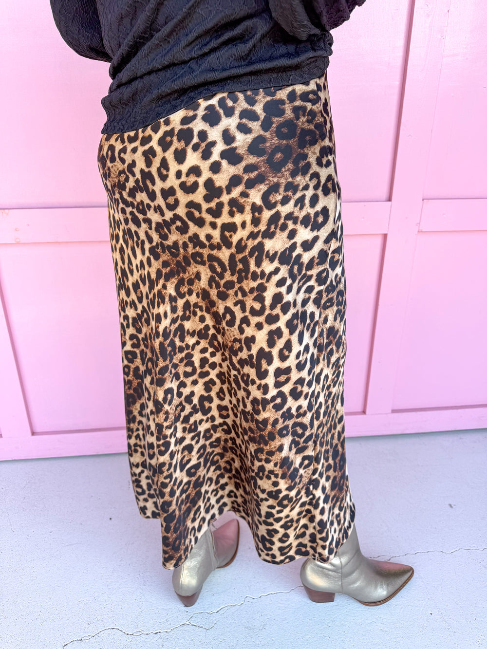 womens boutique leopard silk skirt maxi length jincy's