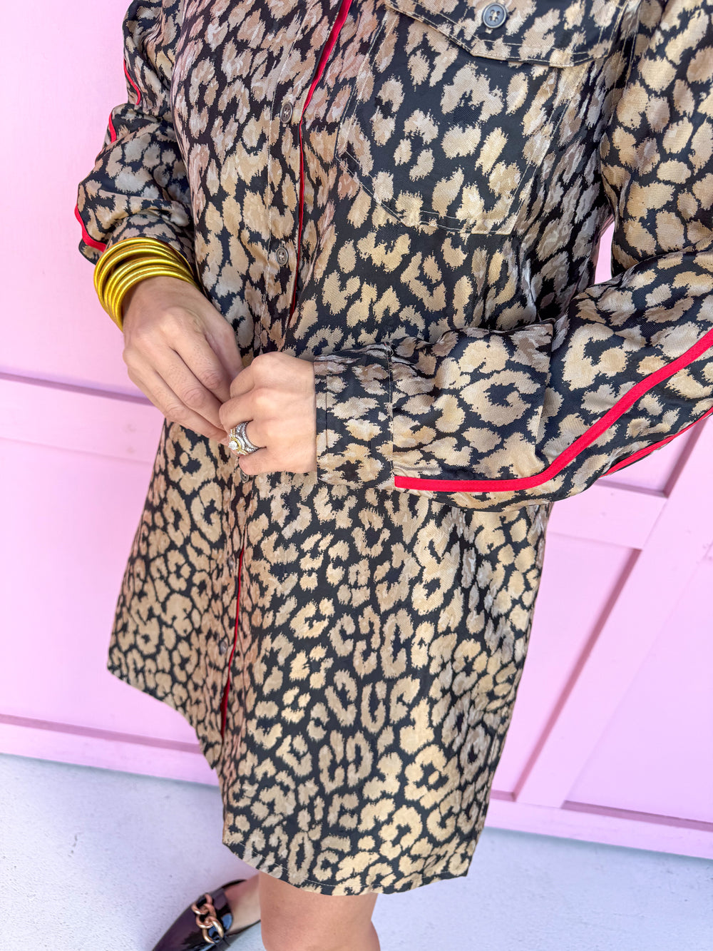 womens boutique leopard dress stripe button front mini length jincy's