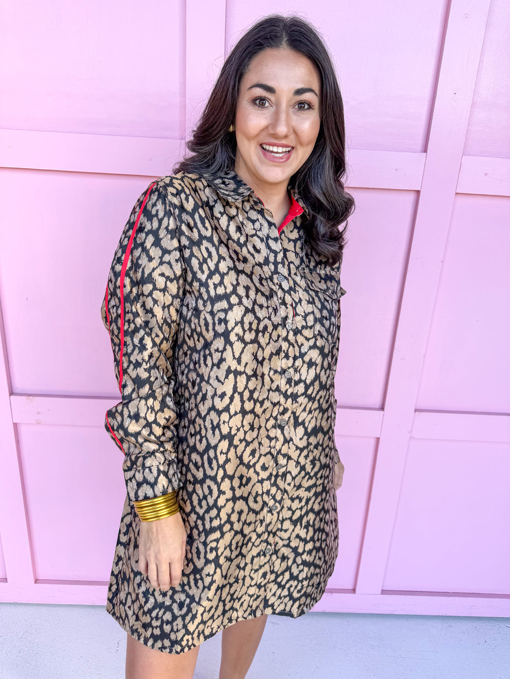 womens boutique leopard dress stripe button front mini length jincy's