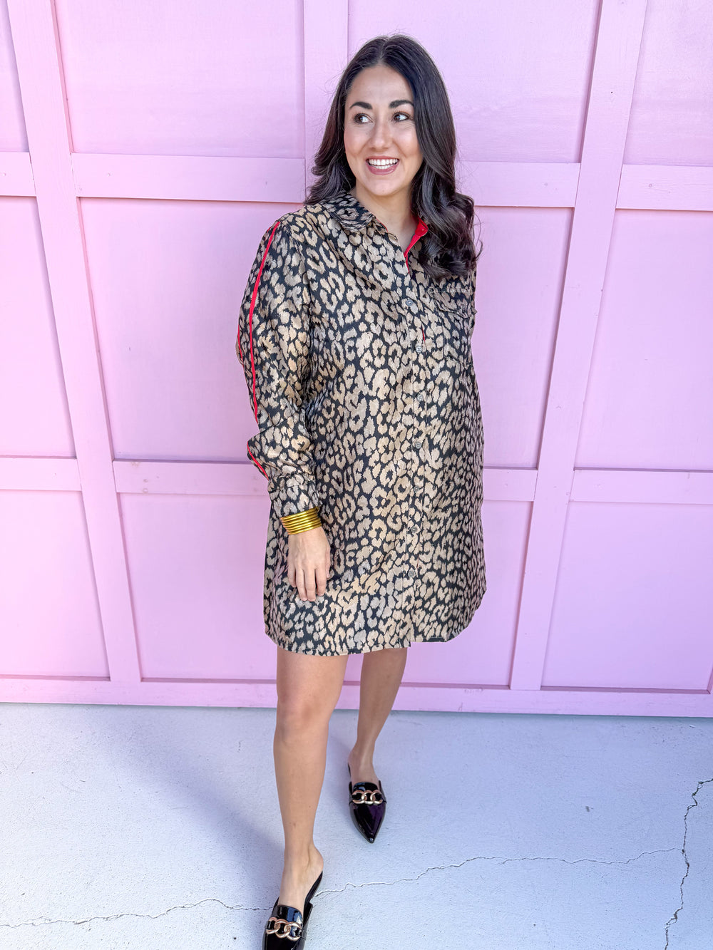 womens boutique leopard dress stripe button front mini length jincy's