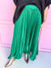 womens boutique satin skirt green pleats jincy's