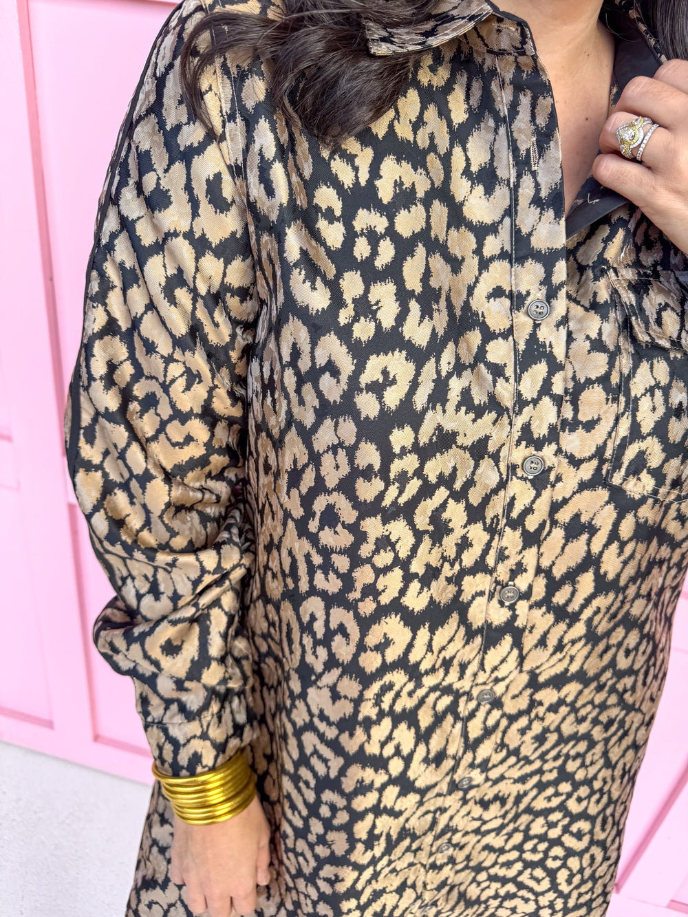 womens boutique leopard dress mini length pockets black stripe button up jincy's