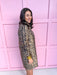 womens boutique leopard dress mini length pockets black stripe button up jincy's