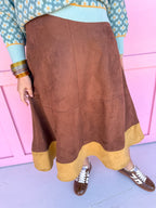 Jincy's Women's Boutique Thanksgiving & Fall Styles Chestnut Midi Faux Suede Skirt