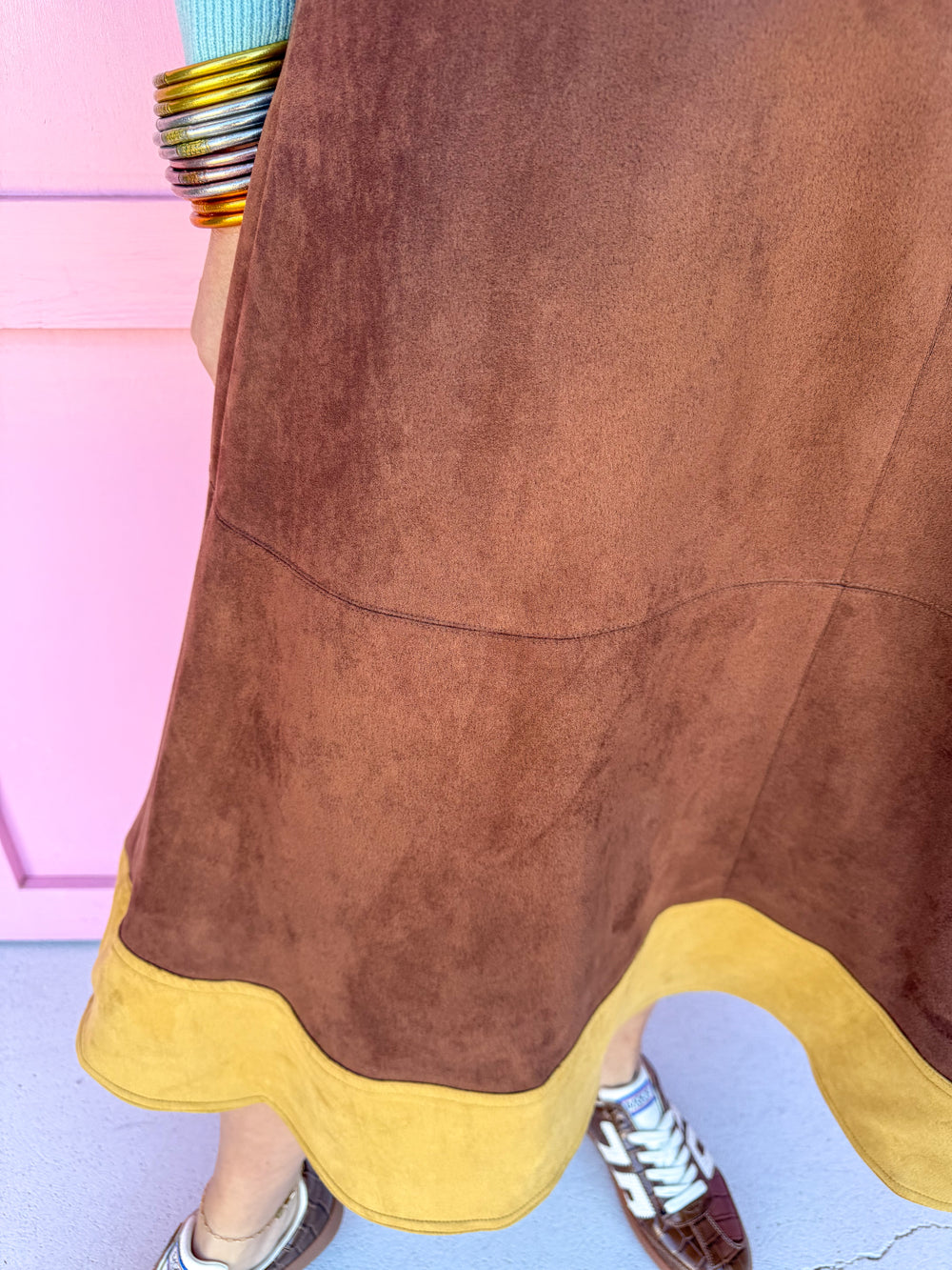 Jincy's Women's Boutique Thanksgiving & Fall Styles Chestnut Midi Faux Suede Skirt