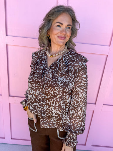 Jincy's Women's Boutique Thanksgiving & Fall Styles Brown Leopard Zebra Print Top