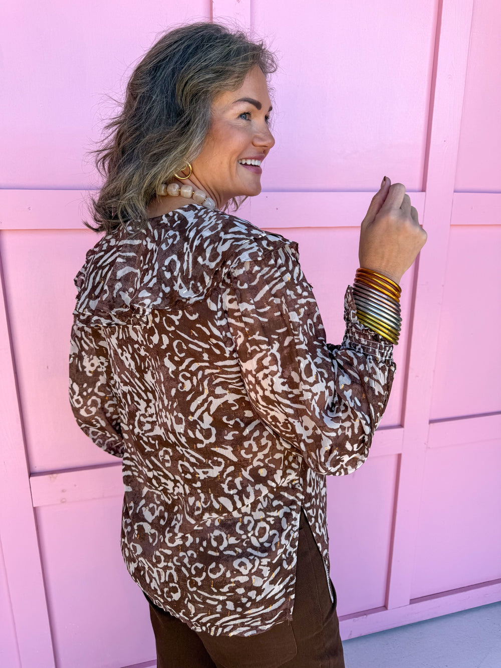 Jincy's Women's Boutique Thanksgiving & Fall Styles Brown Leopard Zebra Print Top