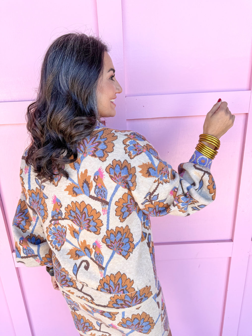 Jincy's Women's Boutique Thanksgiving & Fall Styles Floral Balloon Sleeve Floral Cardigan