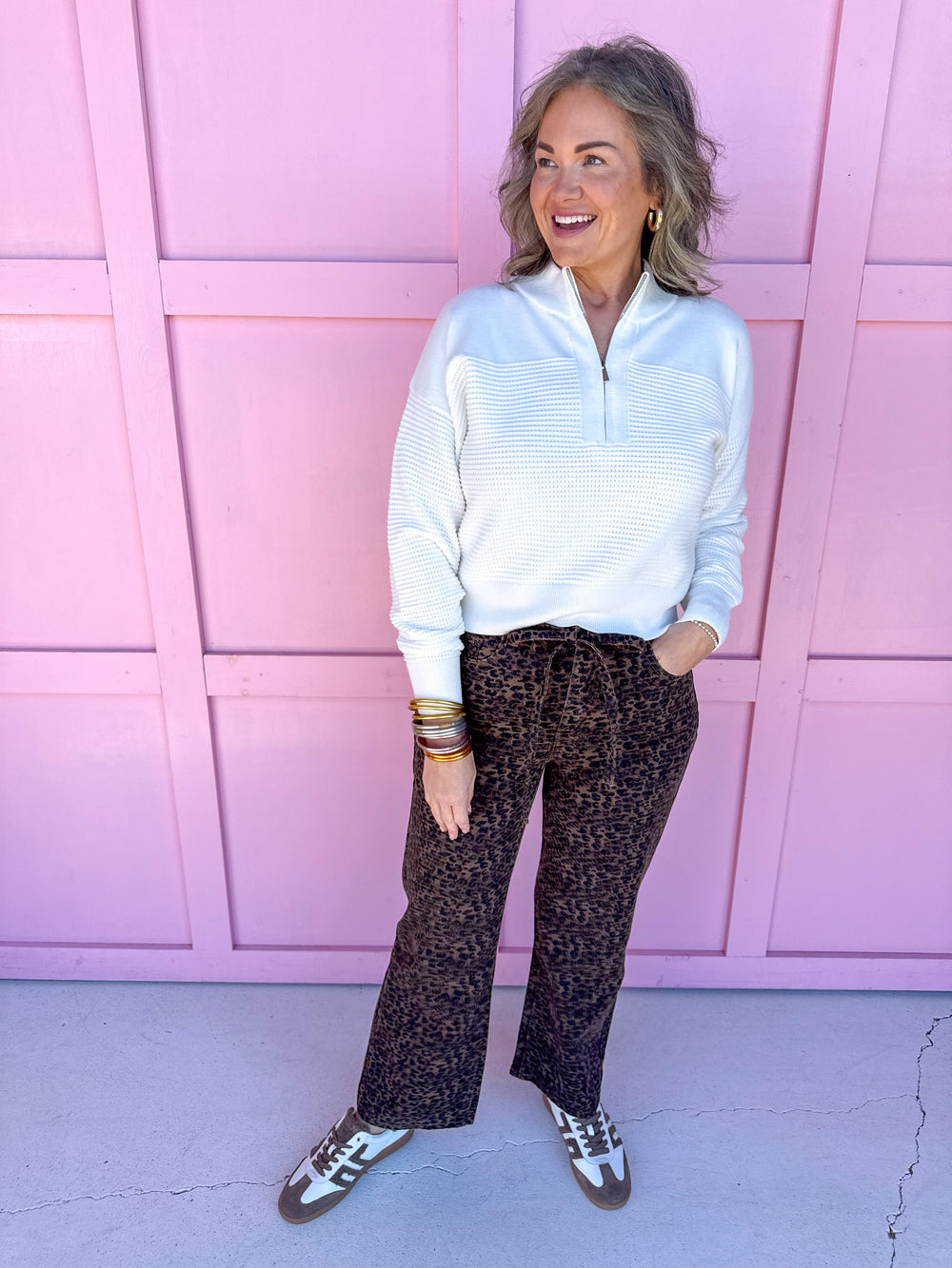 Jincy's Women's Boutique Thanksgiving & Fall Styles White Quarter Zip