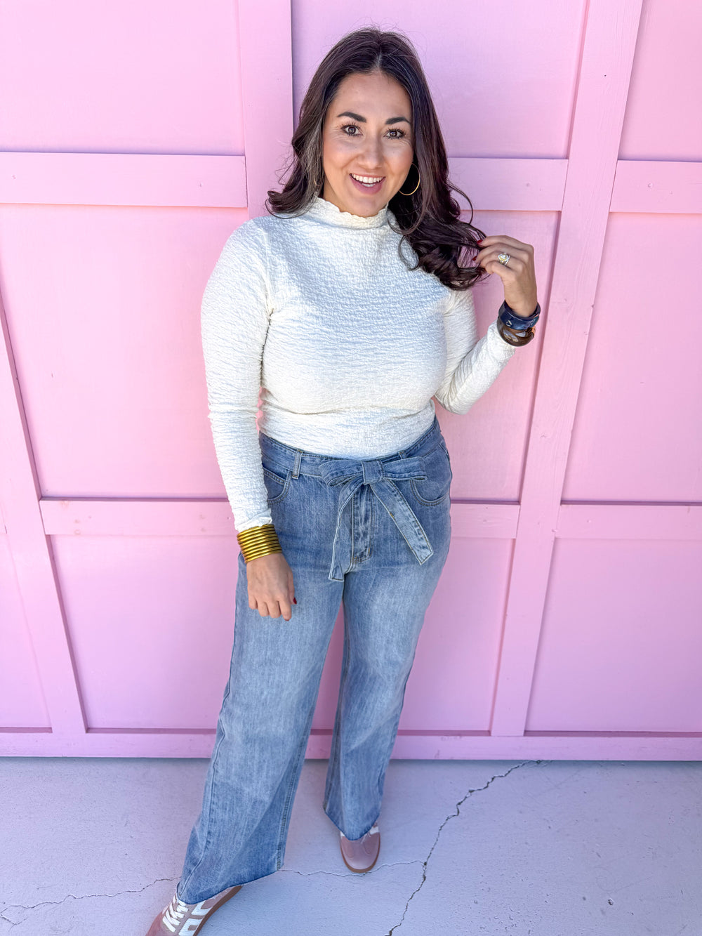 Jincy's Women's Boutique fitted taupe mock neck