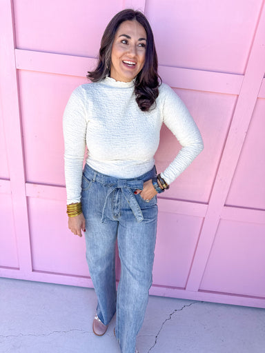 Jincy's Women's Boutique fitted taupe mock neck