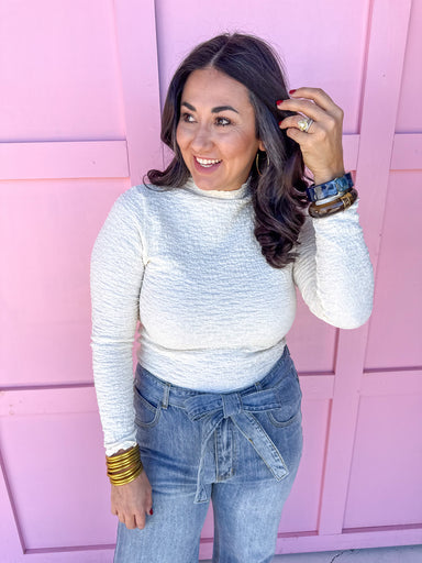 Jincy's Women's Boutique fitted taupe mock neck