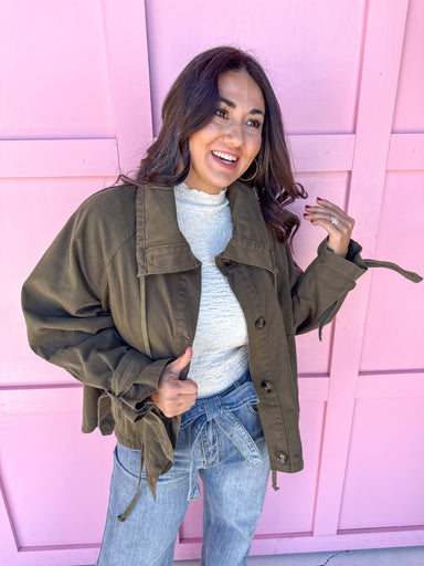 Jincy's Women's Boutique Thanksgiving & Fall Styles Olive Canvas Jacket