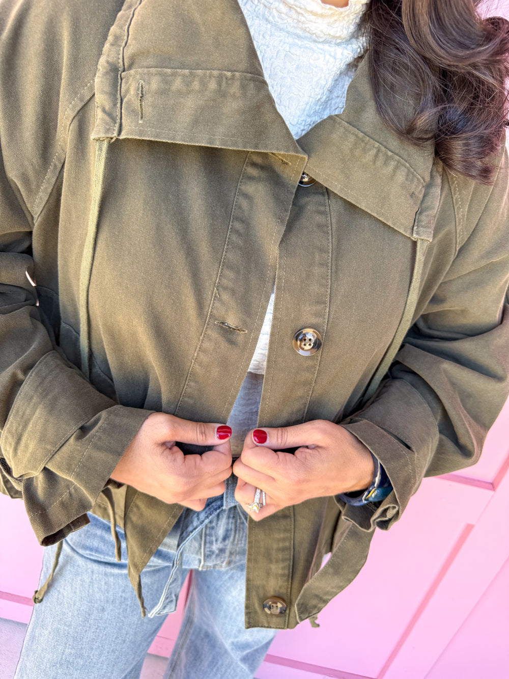 Jincy's Women's Boutique Thanksgiving & Fall Styles Olive Canvas Jacket