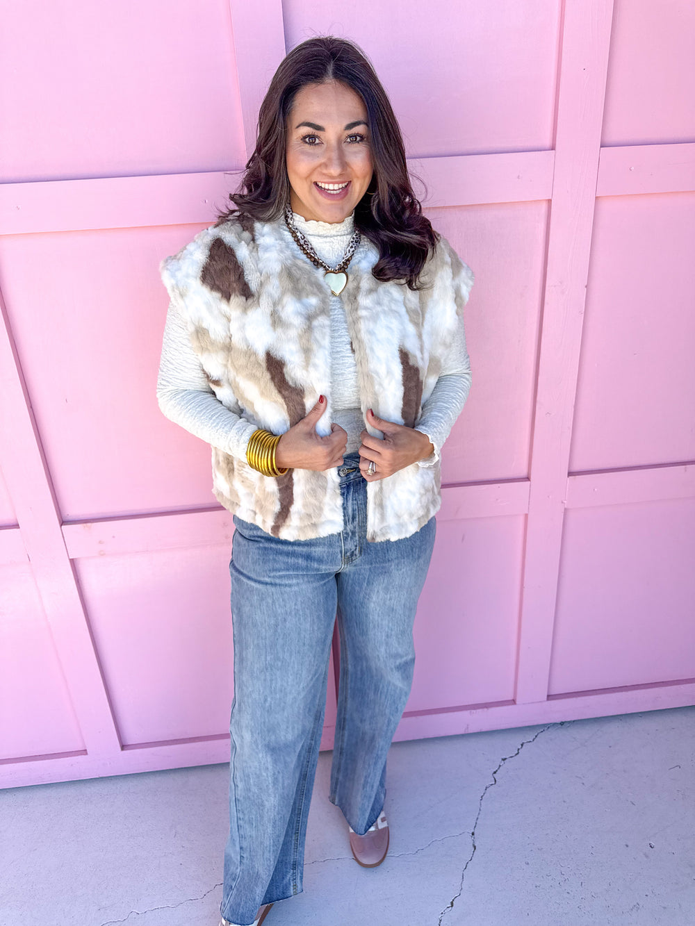 Jincy's Women's Boutique Fall & Thanksgiving styles Plus Size ivory fur vest