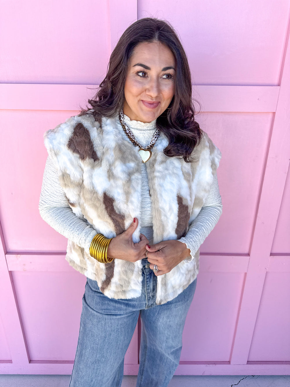 Jincy's Women's Boutique Fall & Thanksgiving styles Plus Size ivory fur vest