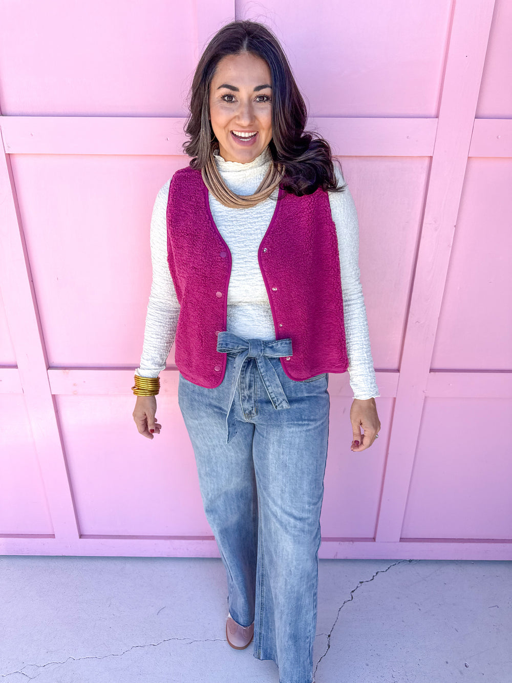 Jincy's Women's Boutique Thanksgiving & Fall Styles Plus Size Berry Sherpa Vest