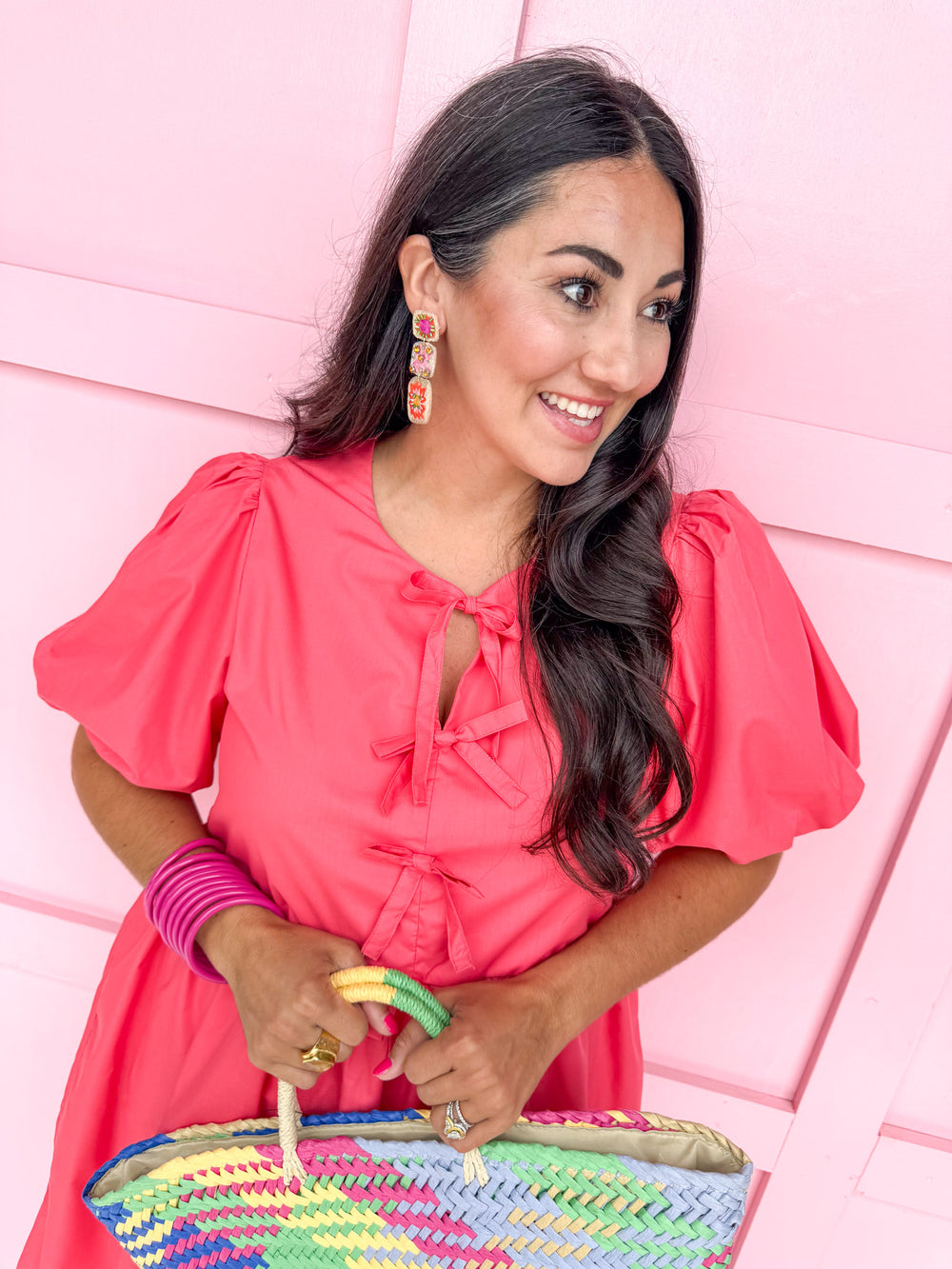 All Tied Up Dress - Coral