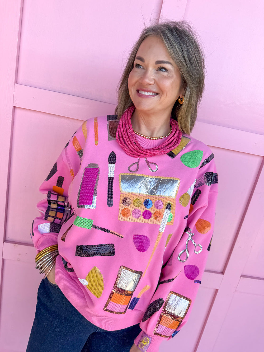 QUEEN OF SPARKLES Makeup Sweatshirt womens boutique statement jincy's 