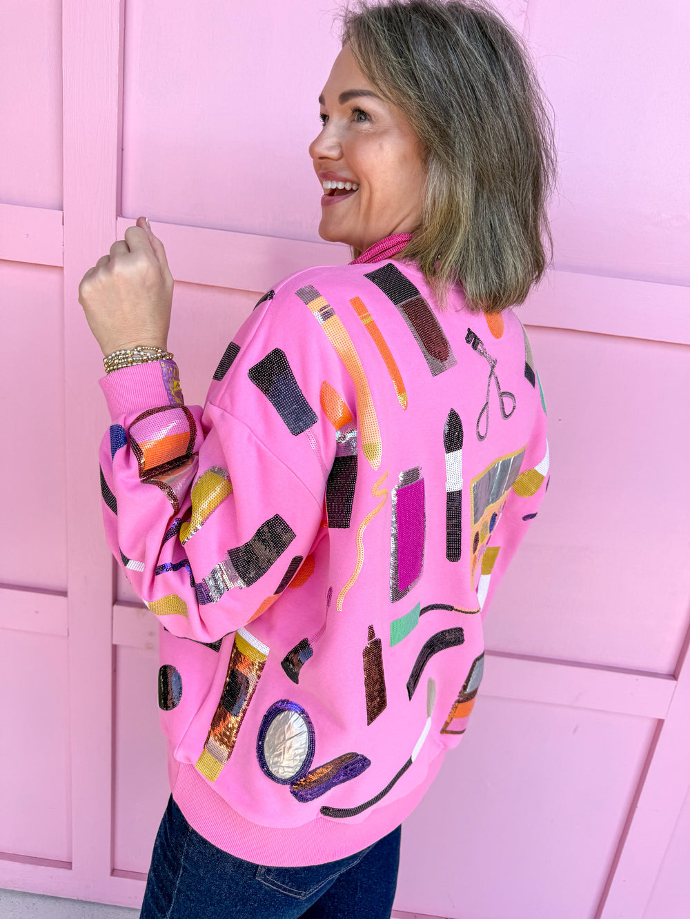 QUEEN OF SPARKLES Makeup Sweatshirt womens boutique statement jincy's 