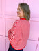 womens boutique cardigan red & white striped button up drop shoulder jincy's
