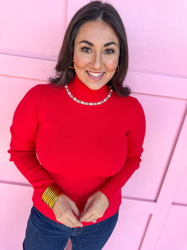 womens boutique mock neck pearl accent cutout neckline fitted jincy's 