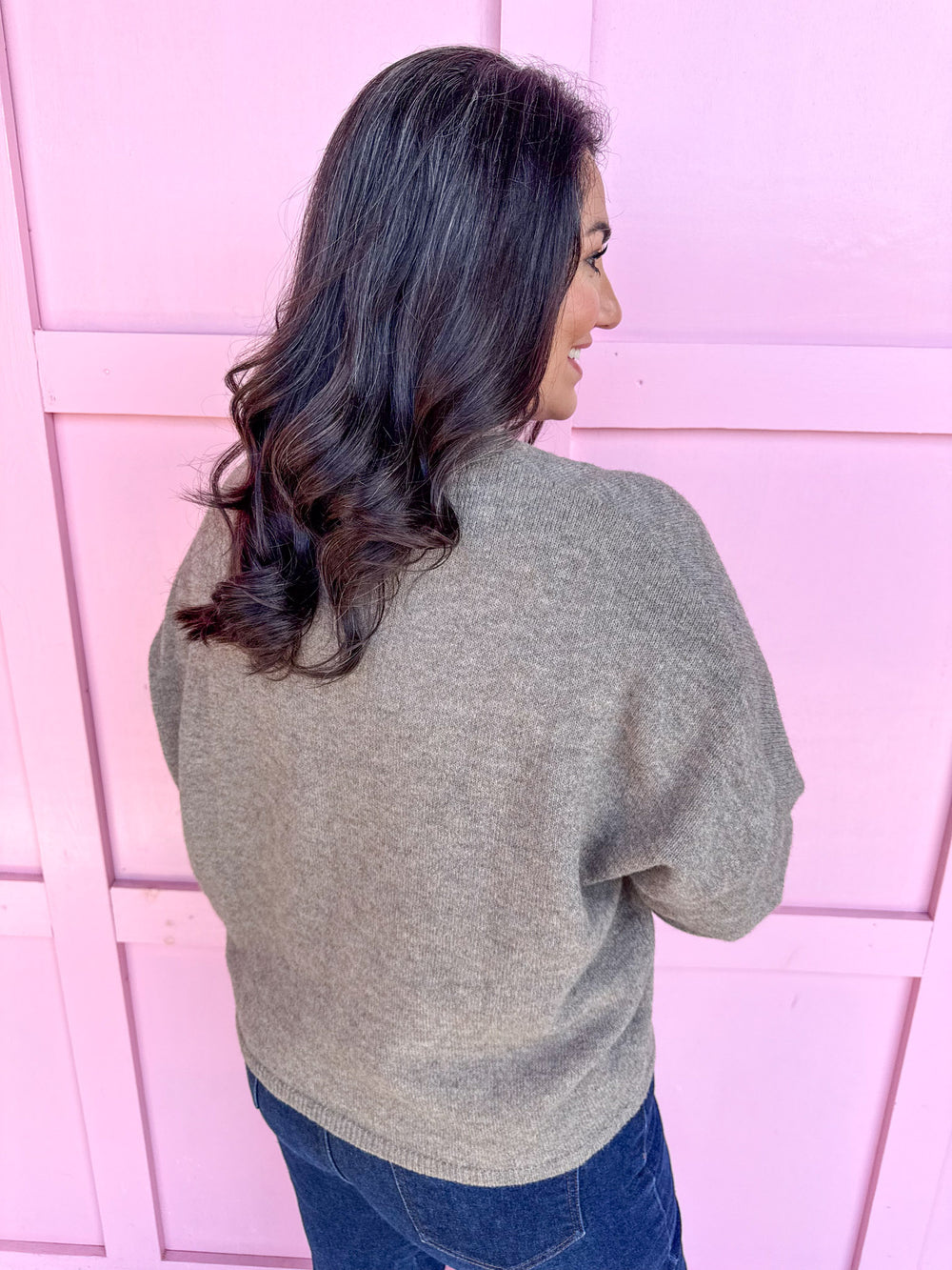 womens boutique grey cardigan red hearts button up jincy's