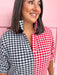 Jincy's Women's Boutique Adrienne Charlotte Pop Collar Top Red Black Seer Gingham Game Day Everyday Wear Plus Size