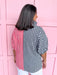 Jincy's Women's Boutique Adrienne Sloan Pop Collar Top Red Black Seer Gingham Game Day Everyday Wear Plus Size