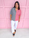 Jincy's Women's Boutique Adrienne Sloan Pop Collar Top Red Black Seer Gingham Game Day Everyday Wear Plus Size