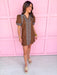 Jincy's Women's Boutique Autumn Edit Everyday Wear Fall Transition Styles Brown & Blue Embroidered Wave Dress Puff Sleeves Mini Dress Jodifl B14025