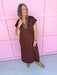 Jincy's Women's Boutique Autumn Edit Everyday Wear Fall Transition Styles Brown Espresso Midi Maxi Dress with Embroidered Collar Jodifl G15798