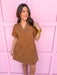 Jincy's Women's Boutique Autumn Edit Everyday Wear Fall Transition Styles Brown Mini Dress with Front Pockets  Jodifl G51180
