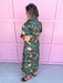 Jincy's Women's Boutique Autumn Edit Everyday Wear Fall Transition Styles Brown and Jade Floral Midi Maxi Dress Puff Sleeves TCEC CD07391 
