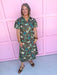 Jincy's Women's Boutique Autumn Edit Everyday Wear Fall Transition Styles Brown and Jade Floral Midi Maxi Dress Puff Sleeves TCEC CD07391