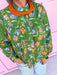 Jincy's Women's Boutique Autumn Edit Everyday Wear Fall Transition Styles Green Orange Blue Floral Print Long Sleeve Top Entro T28276