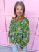 Jincy's Women's Boutique Autumn Edit Everyday Wear Fall Transition Styles Green Orange Blue Floral Print Long Sleeve Top Entro T28276