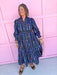 Jincy's Women's Boutique Autumn Edit Everyday Wear Fall Transition Styles Long Sleeve Navy Floral Midi Maxi Dress Umgee C5448