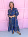 Jincy's Women's Boutique Autumn Edit Everyday Wear Fall Transition Styles Long Sleeve Navy Floral Midi Maxi Dress Umgee C5448
