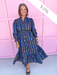 Jincy's Women's Boutique Autumn Edit Everyday Wear Fall Transition Styles Long Sleeve Navy Floral Midi Maxi Dress Umgee C5448