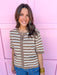Jincy's Women's Boutique Autumn Edit Everyday Wear Fall Transition Styles Taupe and White Stripe Sweater Top with Gold Button Details Very J T12W3609N-TAUPE-1