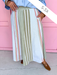 Jincy's Women's Boutique Autumn Edit Fall Transition Style Mixed Stripes Olive Blue Orange Midi Maxi Skirt Polagram PSK5469